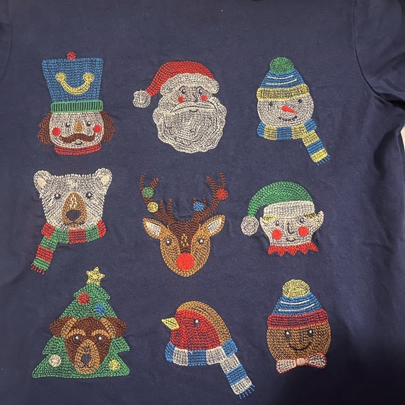 Mini Boden Navy Blue Long Sleeve with Festive Characters - Picture 2 of 3